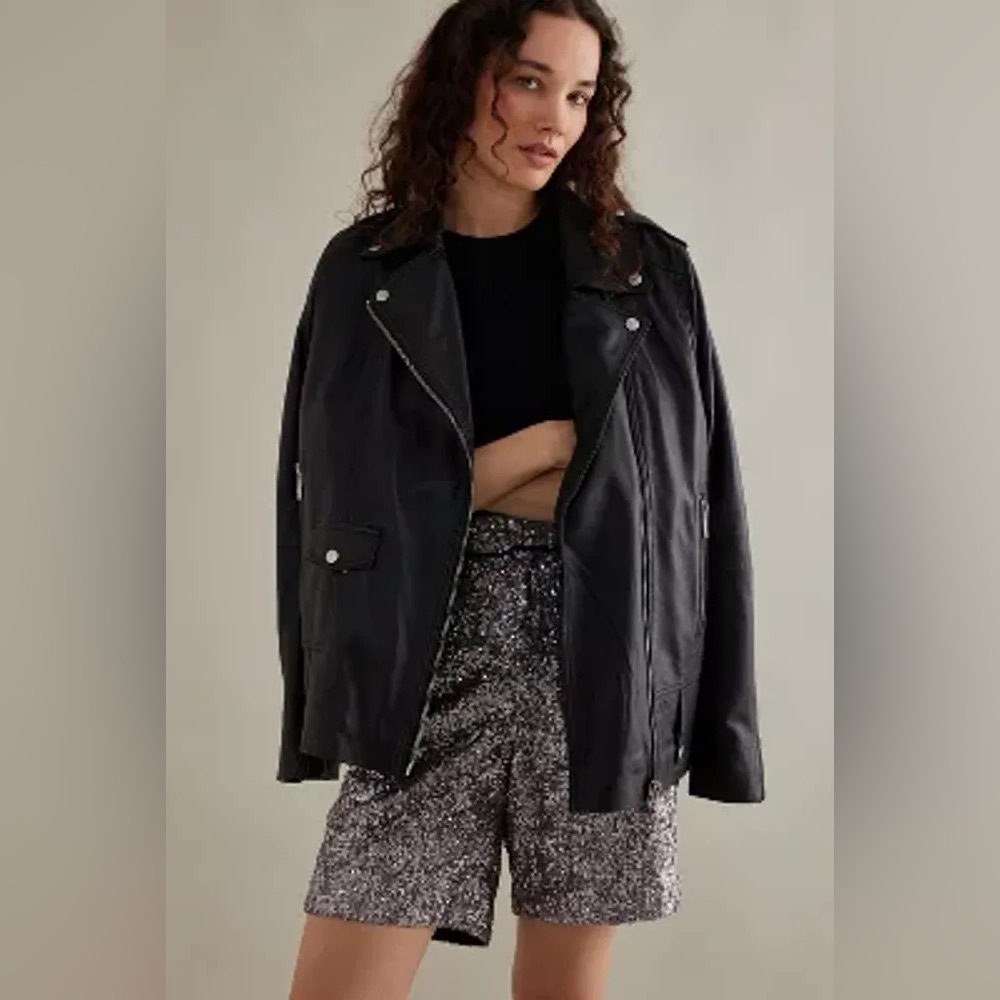 Maeve Sequin Longline Shorts M